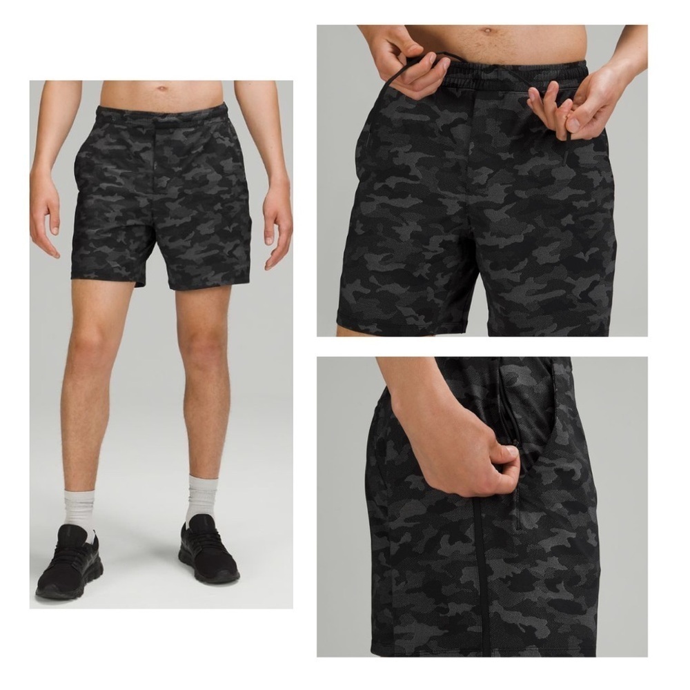 Lululemon Pace Breaker Short 7" in black/grey camo - size XXL